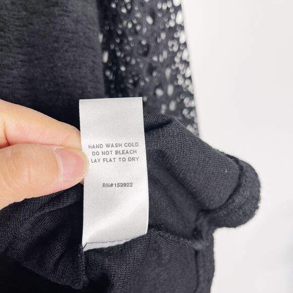 New See and Be Seen Small S Black Cut Out Sleeve Textured Sweatshirt Crew Neck - Picture 9 of 12